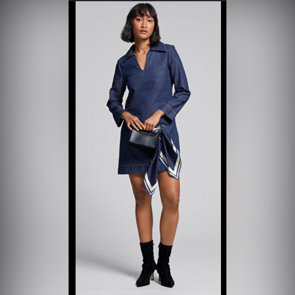 & other stories Relaxed Aline Blue Denim Dress size 10